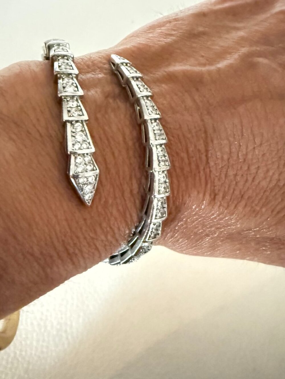 GORGEOUS SERPENTI SILVER TONE PAVE ADJUSTABLE BRACELET ONE SIZE